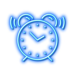 Poster - alarm clock line icon. time sign. watch. neon light effect outline icon.