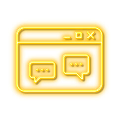 Poster - Browser Window line icon. Chat speech bubbles. Neon light effect outline icon.