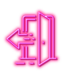 Poster - entrance line icon. entry door sign. neon light effect outline icon.