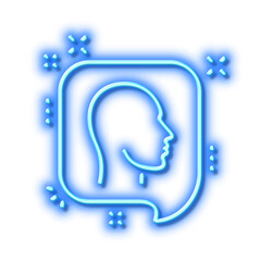 Poster - Head line icon. Human profile speech bubble sign. Neon light effect outline icon.