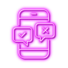Poster - phone survey line icon. select answer sign. neon light effect outline icon.