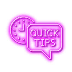 Aufkleber - Quick tips line icon. Helpful tricks sign. Neon light effect outline icon.