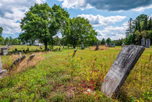 Old Cemetery With Weathered Headstone; Saint John, New Brunswick, Canada