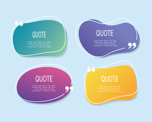 Poster - Quote frames blank templates set. Text in brackets, citation empty speech bubbles, quote bubbles. Textbox isolated on color background. Vector illustration. 10 EPS.