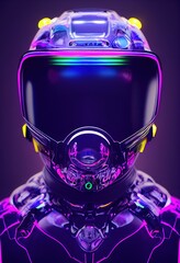 Wall Mural - Portrait of an fictional astronaut in a spacesuit. High-tech astronaut from the future. The concept of space travel. Generative AI