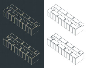 Wall Mural - Battery module isometric blueprint