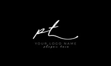 Handwriting Letter Pt Logo Design Vector Illustration