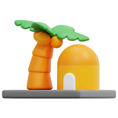 Sticker - resort 3d render icon illustration