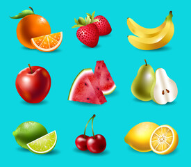 Wall Mural - Set of vector fruits