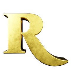 Wall Mural - gold text effect letter R. 3d render
