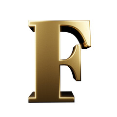 gold text effect letter F. 3d render