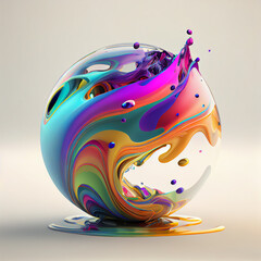 Wall Mural - Glass sphere filled with colorful liquid