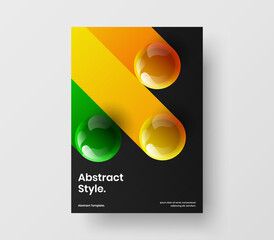Wall Mural - multicolored book cover a4 design vector template. creative realistic spheres pamphlet illustration.