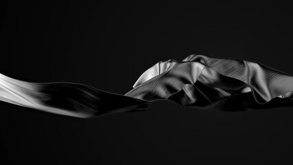 Wall Mural - Silky cloth piece of fabric slowmo on dark