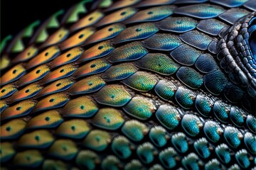  a close up of a peacock's feathers feathers and feathers are multicolored and are blue. Generative AI