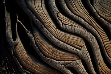 Wall Mural - a close up of a tree trunk with a very unique pattern on it's bark and branches. generative ai