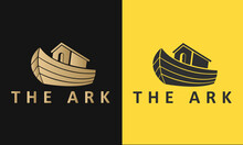 Noah's Ark Logo Design. One Logo In Two Different Color Isolated On Black And Yellow Color.