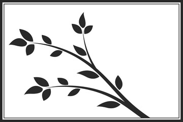 Wall Mural - tree branch with leaves. abstract twig isolated. botanical illustration.