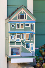 Decorative Mail Box Or Front Yard Book Exchange Or Lending Library Bird House In A Suburban Part Of The Neighborhood On A Home