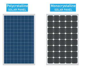 vector design of monocrystalline and polycrystalline solar panel , isolated