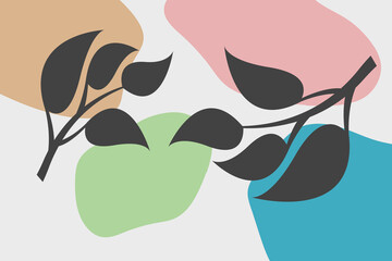 Wall Mural - minimal art. plant artistic. boho floral hand drawn background with abstract plant.