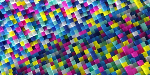Poster - texture and background from many volumetric cubes at different levels. 3d render.