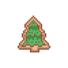 Wall Mural - Pixel art gingerbread cookie tree design