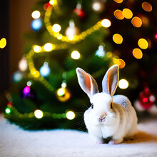 White Rabbit Christmas Trees Free Stock Photo - Public Domain Pictures