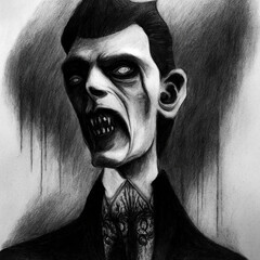 Wall Mural - Portrait of a vampire. Digital illustration. 