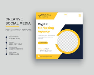 Wall Mural - Digital marketing agency social media post and Square web banner template

