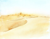 Fototapeta Koty - Desert Morocco. Watercolor hand drawn illustration	