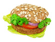 Veggie Burger mit Salat und Tomate Hintergrund transparent PNG cut out