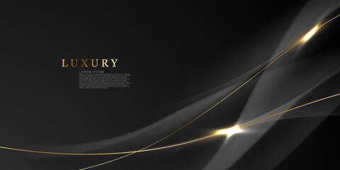 Abstract modern design black background with luxury golden elements vector illustration.