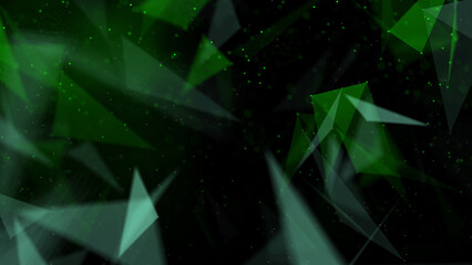 Poster - Abstract plexus green geometry background. Digital technology network connection concept. 3D rendered illustration.