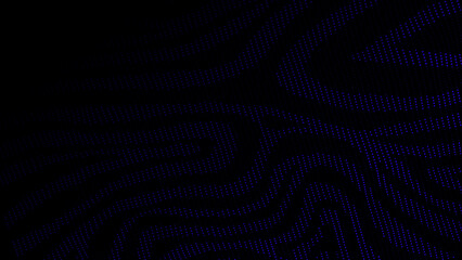 Poster - Textured wave of particles. Visualization of technological connections. Molecular connection of particles in space. A wave of atoms. 3d rendering.