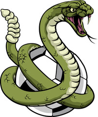 Poster - A rattlesnake snake soccer football ball animal sports team mascot