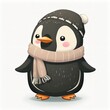 Cute penguin wearing a toboggan 
