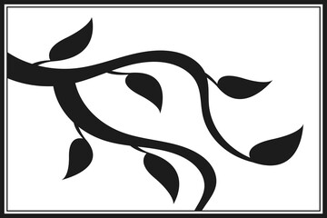 Wall Mural - tree branch with leaves. abstract vector twig isolated. botanical illustration.