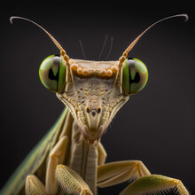Close-up Macro Shot Of A Praying Mantis
