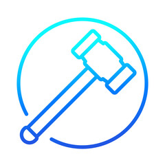 Sticker - sledgehammer line icon on white