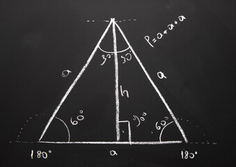triange formula. math formula drawn with chalk on the chalkboard.