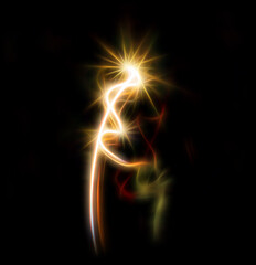 Poster - Beautiful orange light effect on black background.