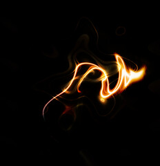 Poster - Beautiful orange light effect on black background.