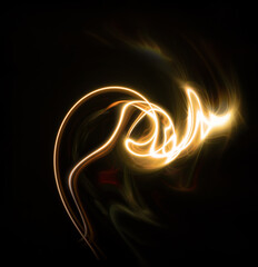Poster - Beautiful orange light effect on black background.