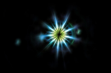 Poster - Light star illuminated on a black background.