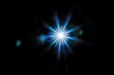 Poster - Light star illuminated on a black background.