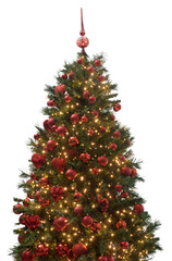 decorated christmas tree with lights and baubles