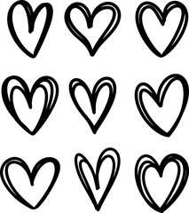 Wall Mural - Abstract hand drawn line love icons illustration vector set.  