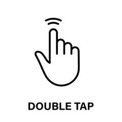Poster - Double Tap Gesture of Computer Mouse. Pointer Finger Black Line Icon. Cursor Hand Linear Pictogram. Touch Click Press Swipe Point Outline Symbol. Editable Stroke. Isolated Vector Illustration