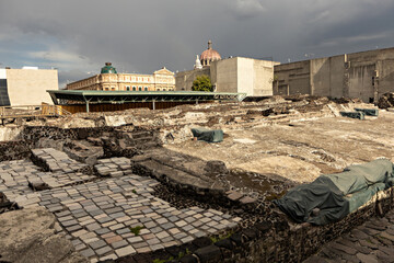 Wall Mural - Ruins of Templo Mayor in the center of Mexico city, Mexico